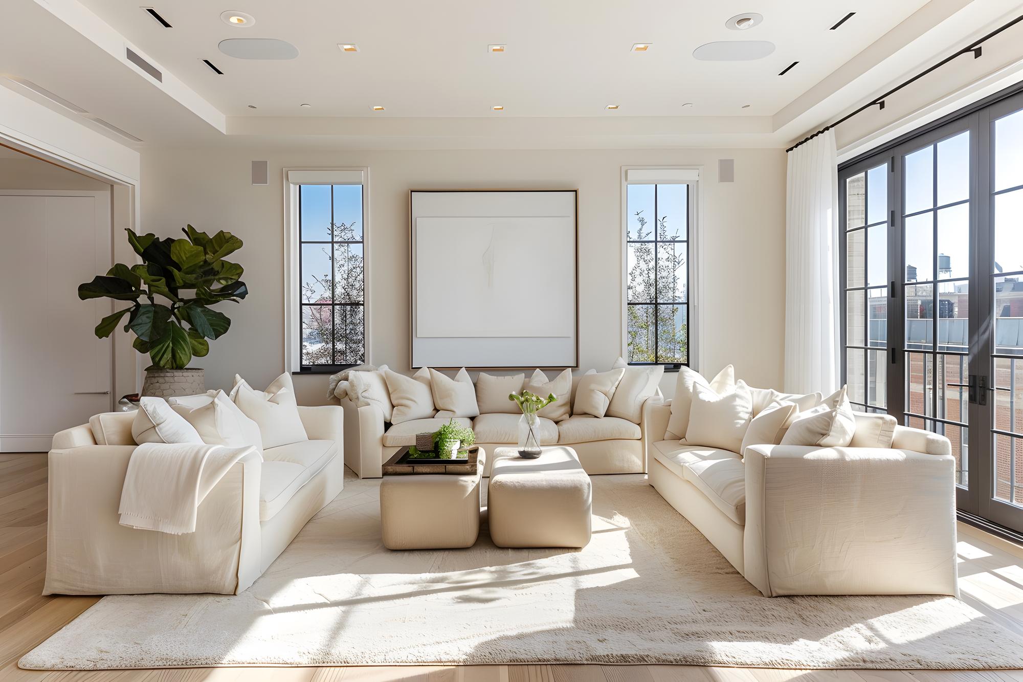 living room staged for sale
